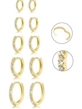 Chic 14K Gold & Silver Hoop Earrings Set for Women | Cartilage Huggies Style